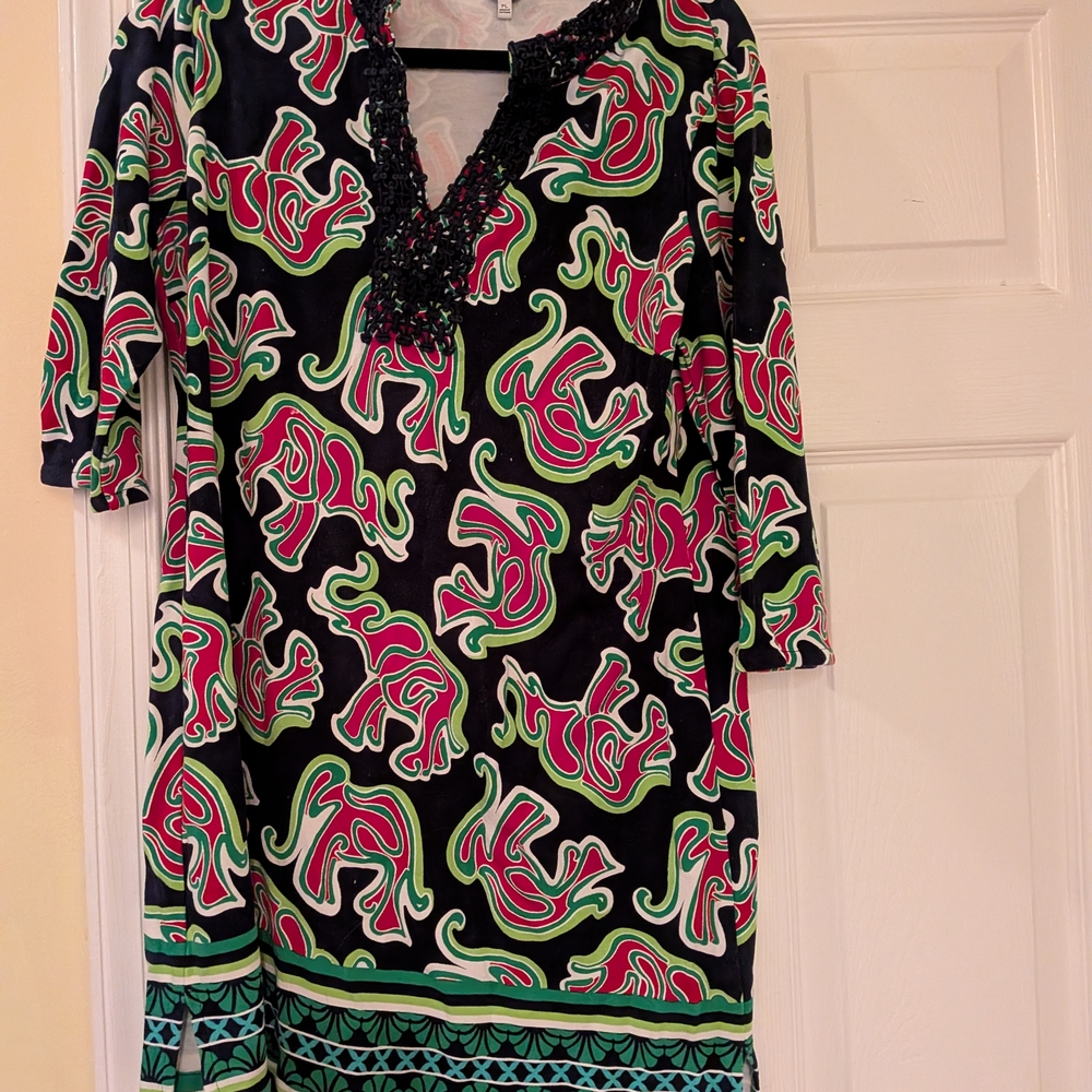 Crown & Ivy Black and Green Patterned Mini Dress